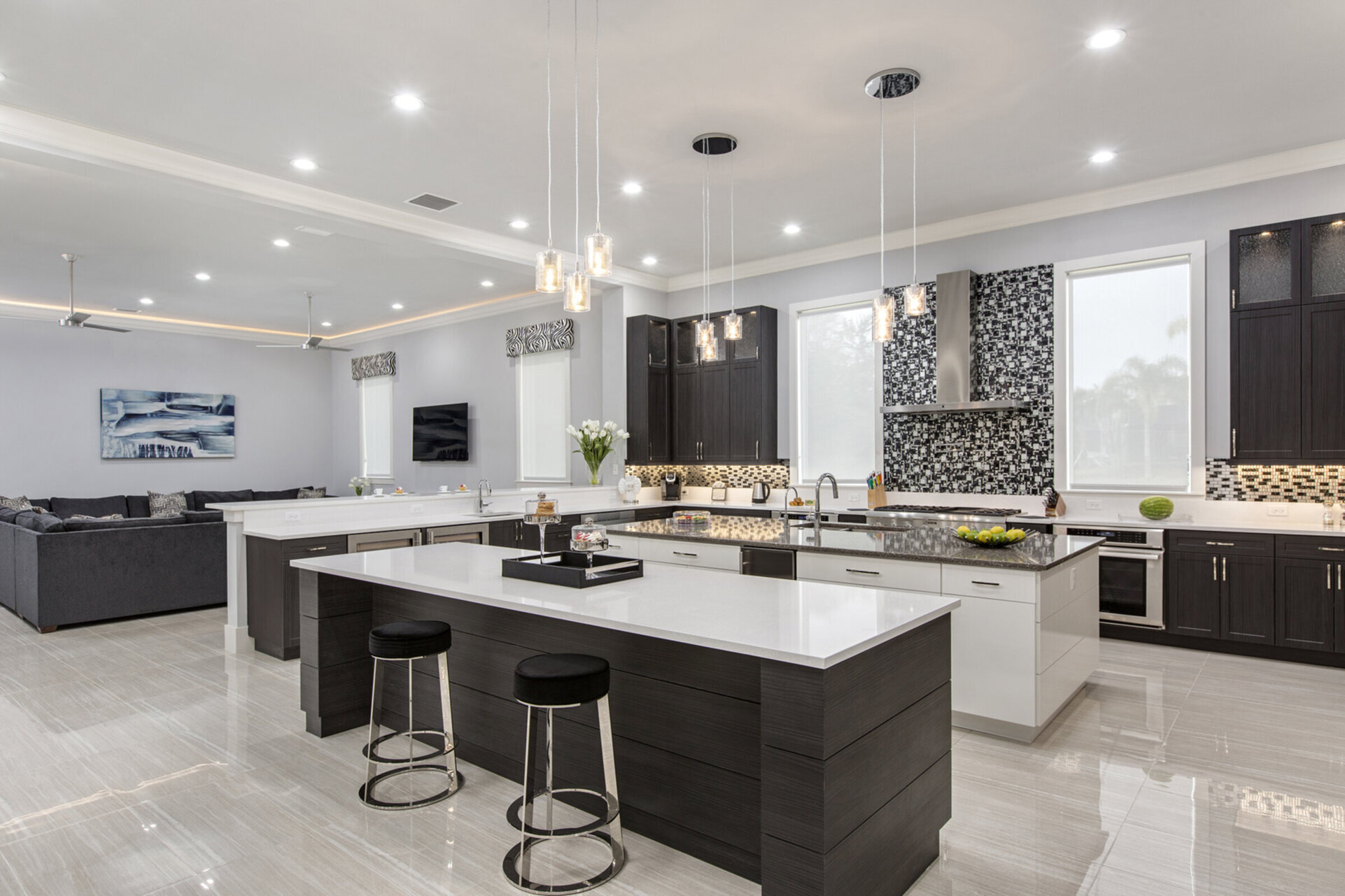 Sit down at the bar top whilst the family cooks up some home cooked meals