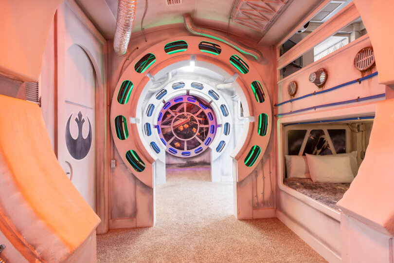 This custom built galaxy space themed bedroom is perfect for children of all ages