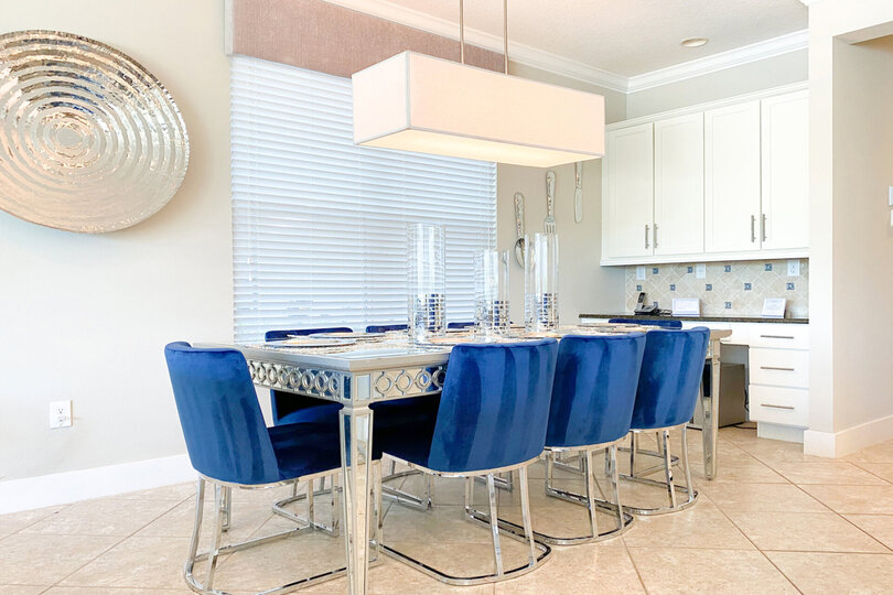 A contemporary style dining table to seat 8