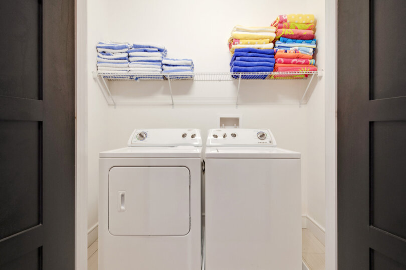 Your home comes fully equipped with a washer and dryer