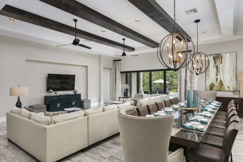 Enjoy family meals in the beautiful dining table can seat 16