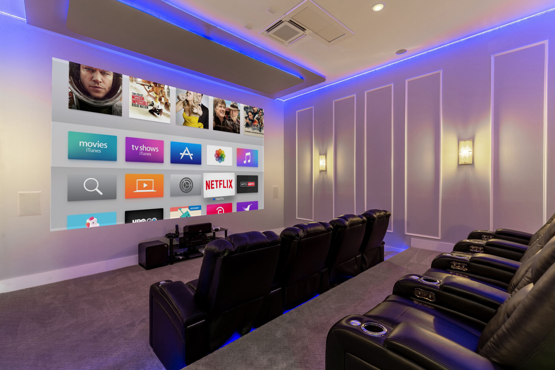 Bring everyone together in the private movie theater