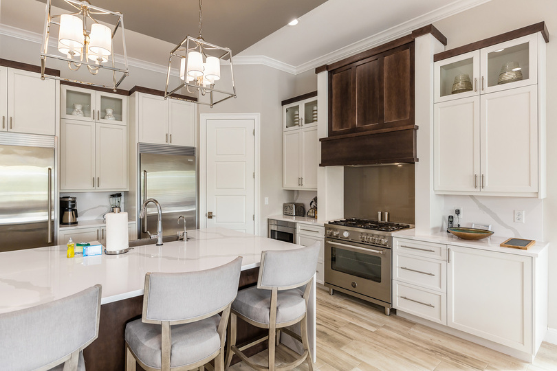 Beautiful marble countertops and large marble island