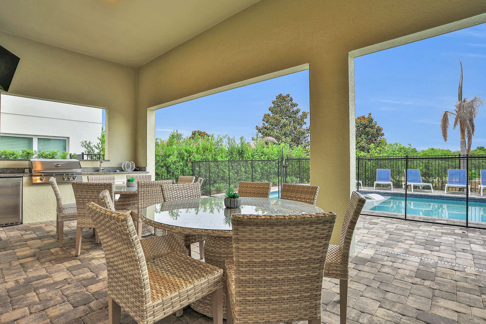 The summer kitchen with BBQ is perfect for grilling outside