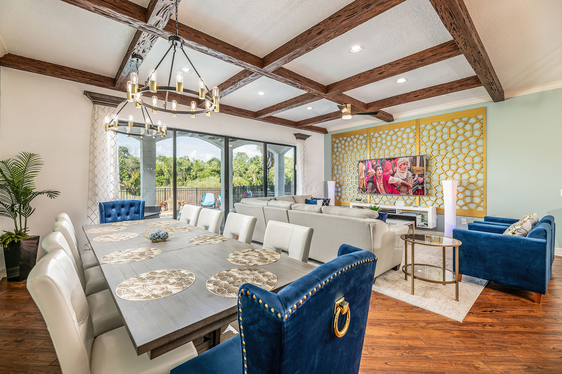 Enjoy plenty of seating to gather together