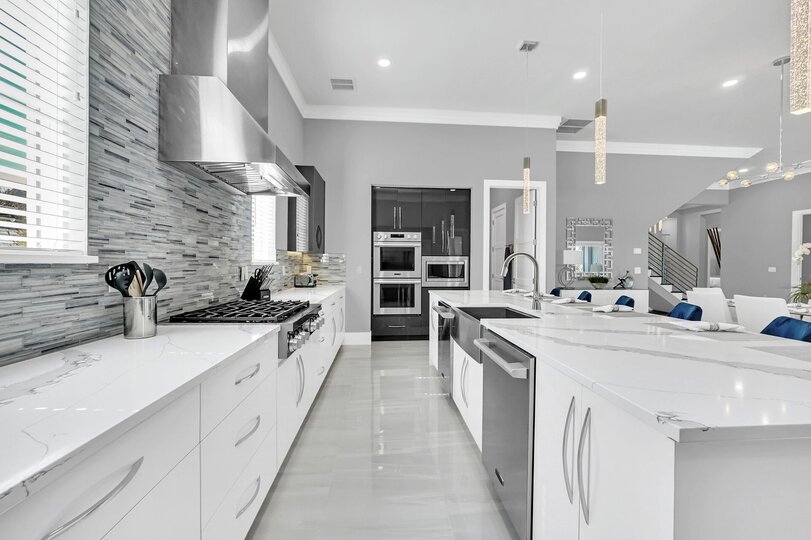 Our modern kitchen- equipped with a sleek 2-door fridge and oven, it's the perfect space to unleash your inner chef.