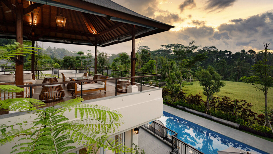 Pala Ubud - Villa Sanghyang - Breezy terrace overlooking the paddy fields